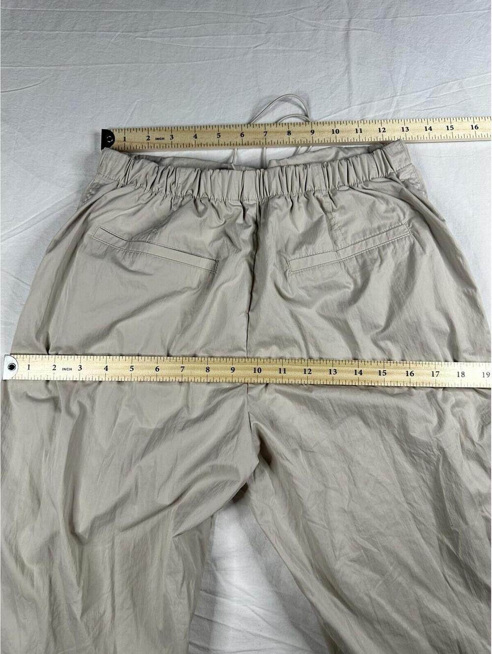 🤍 ZARA Women's S Beige Wide-Leg Pants Elastic Waist Drawstring Pockets 🤍 - Picture 11 of 13